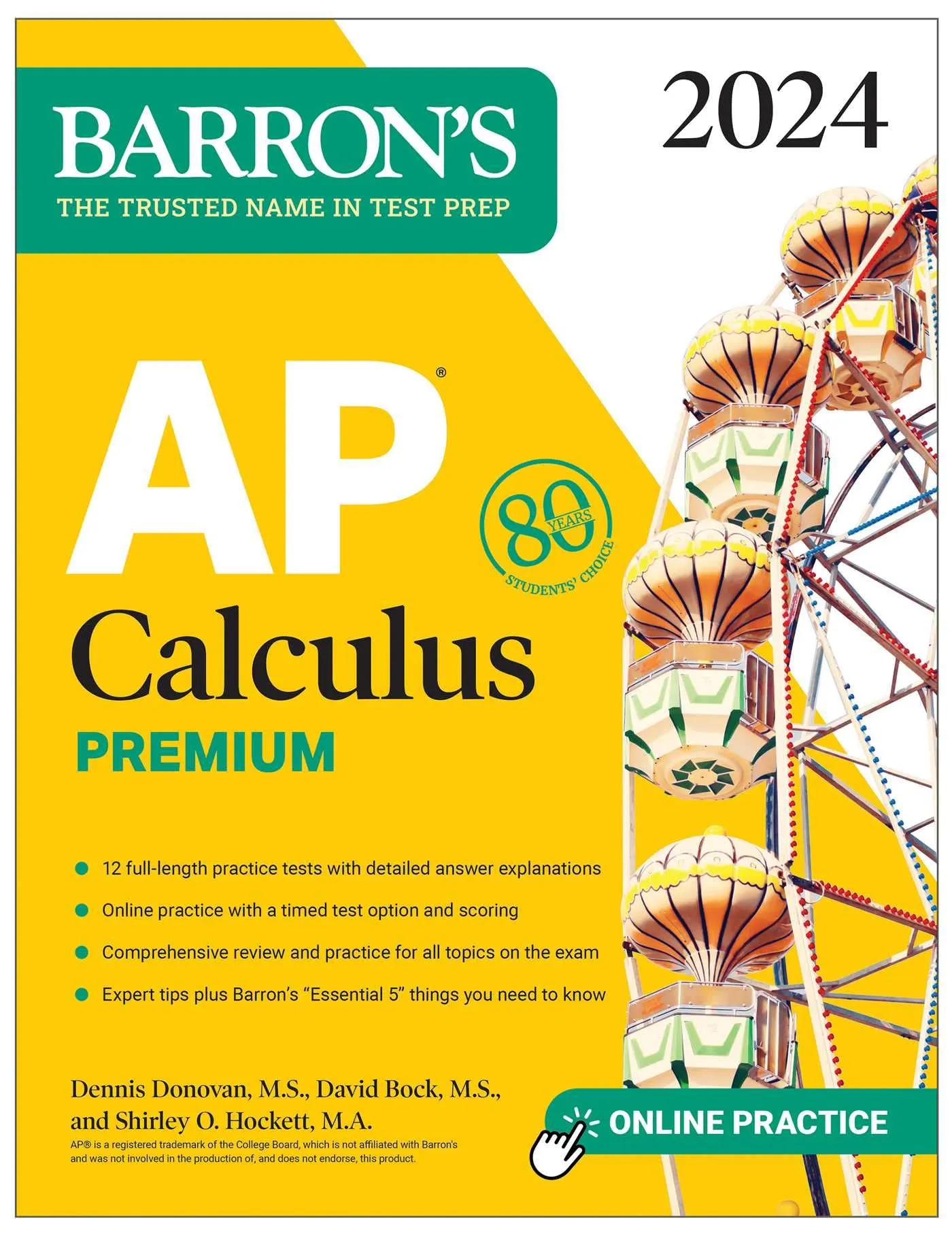 AP Calculus Premium 2024: 12 Practice Tests, Comprehensive Review & Online Practice by Barron's