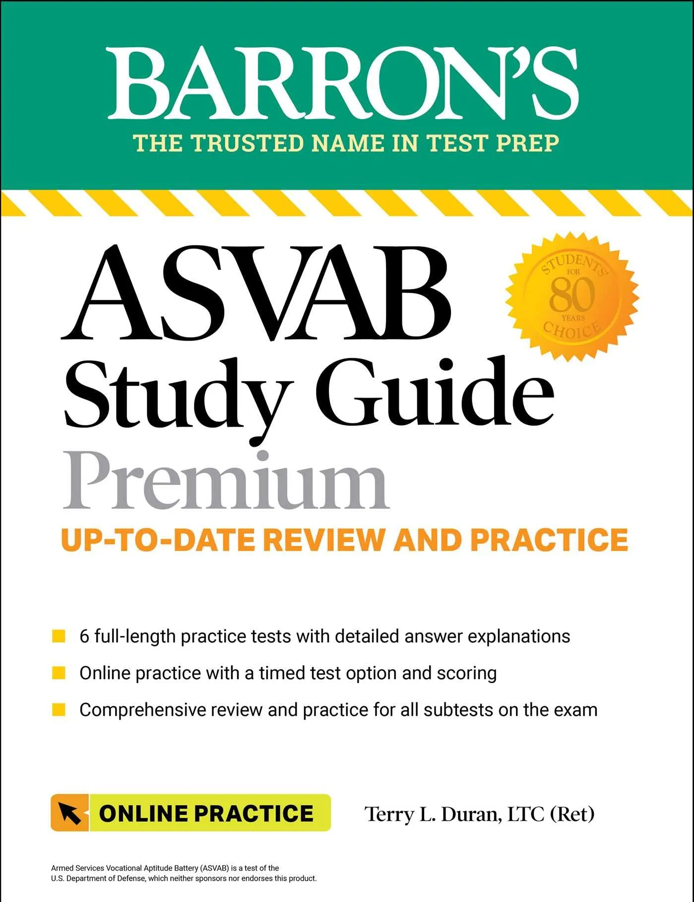 ASVAB Study Guide Premium with 6 Practice Tests, Comprehensive Review & Online Practice