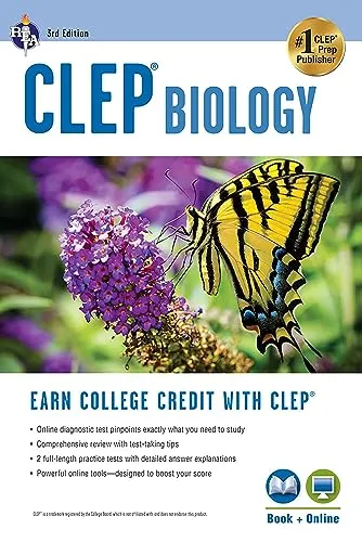 CLEP Biology Book + Online Test Prep for College Credit