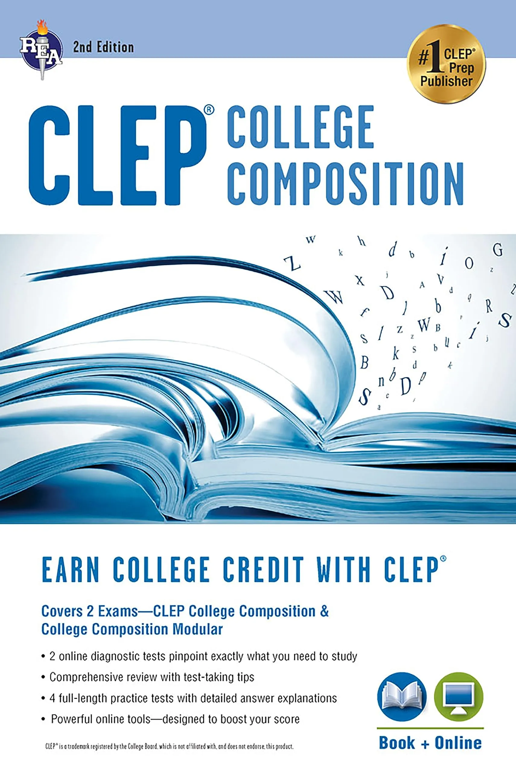 CLEP College Composition 2nd Ed. Book + Online Test Prep for College Credit