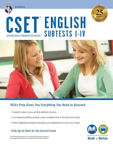 CSET English Subtests I-IV Book + Online Prep for California Teacher Certification