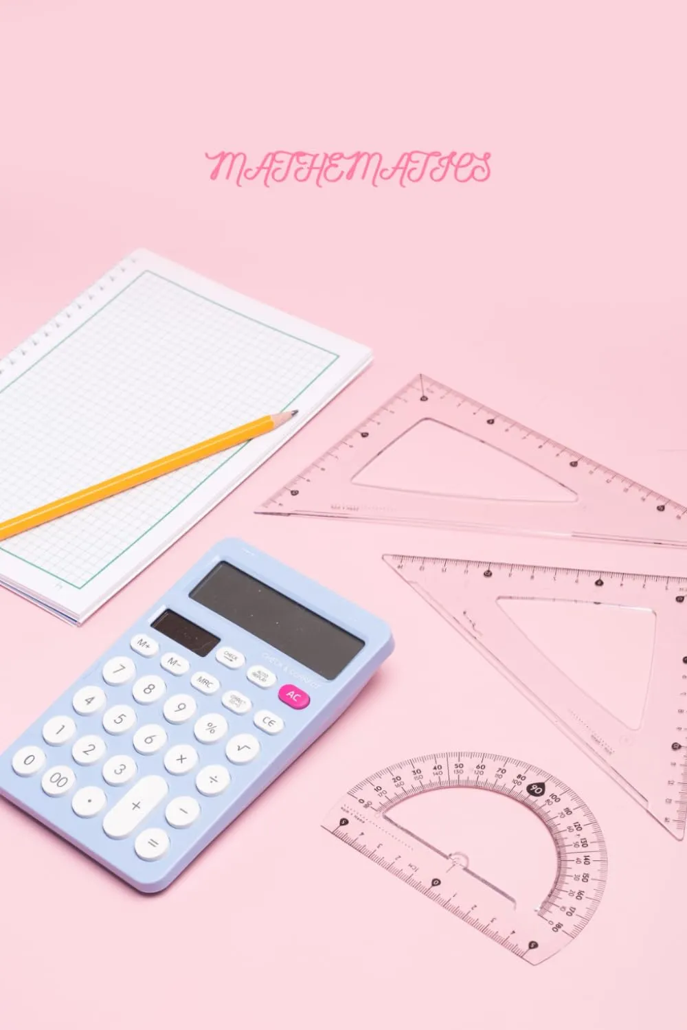 Mathematic Calculator Pink Background Notebook 120 Grid Pages 6'x9' for Students