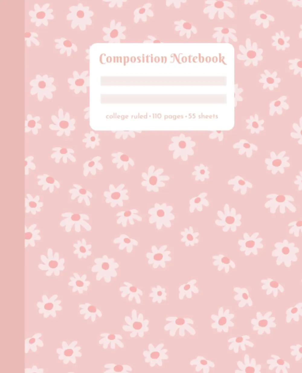 Pastel Composition Notebook College Ruled - Powder Pink Flower Pattern, 110 Pages, Softcover