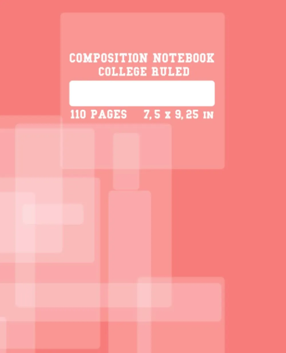 Princeton Review College Ruled Composition Notebook 110 Pages, Pink & White Rectangles Pattern