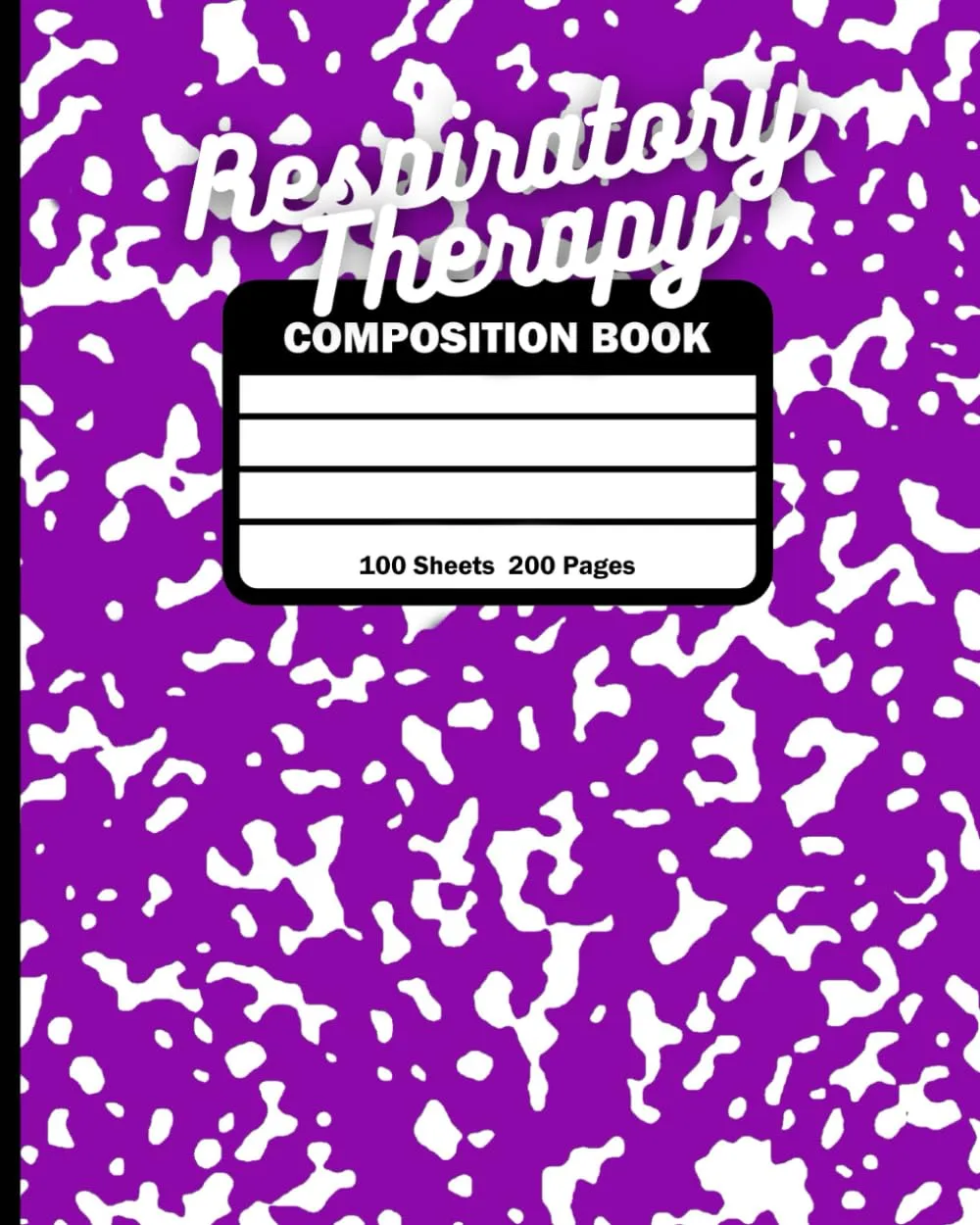 Respiratory Therapy Composition Notebook 100 Sheets 200 Pages in Purple & White