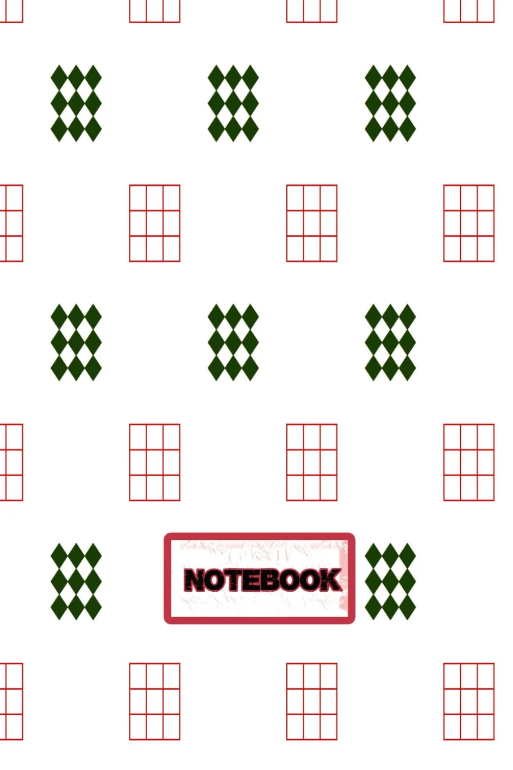 Seamless Green Squares Notebook for Students, 6x9 Inches, 120 Blank Lined Pages