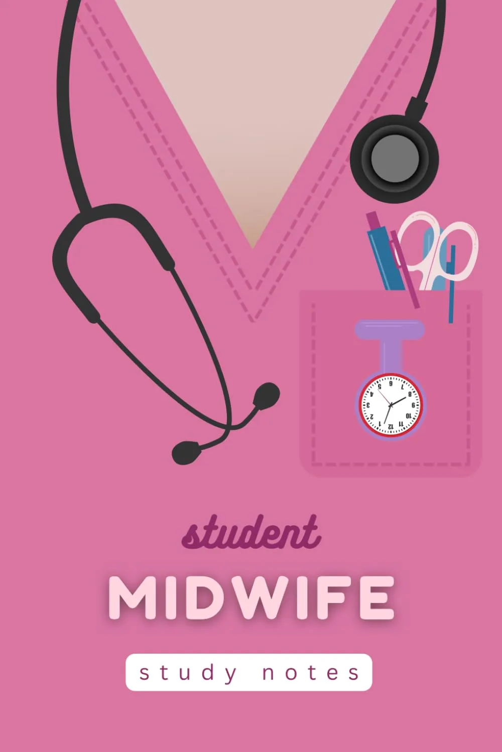 Student Midwife Study Notes Notebook - Cute Pink Gift for Midwifery Students